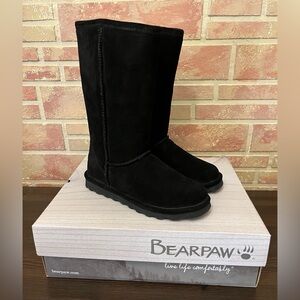 BEARPAW WOMEN'S ELLE TALL SUEDE WINTER PULL ON BOOTS Sz 9 BLACK Wool